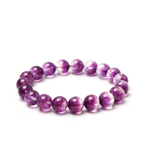 Natural Amethyst Round Bead Bracelet